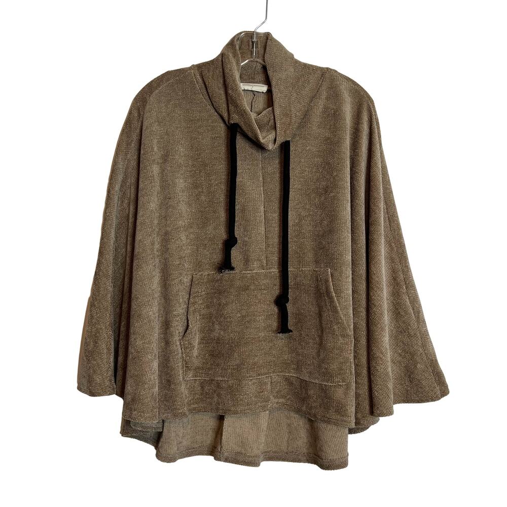 Goodnight Macaroon Cowl Neck Pullover Poncho Brown Womens Small